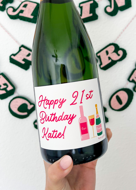 Custom Birthday Bubbly Label