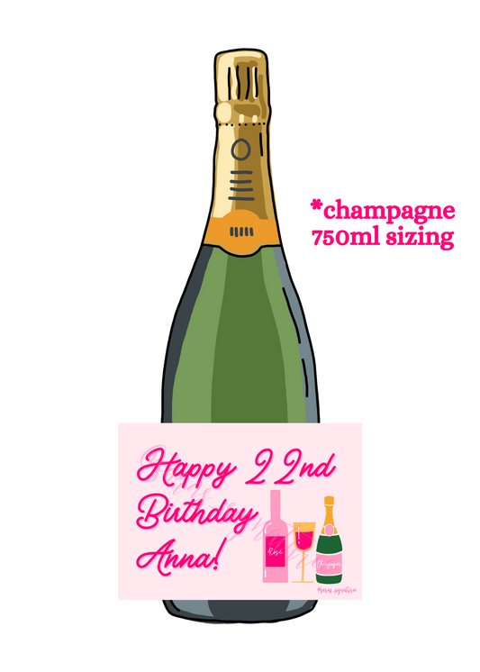 Custom Birthday Bubbly Label