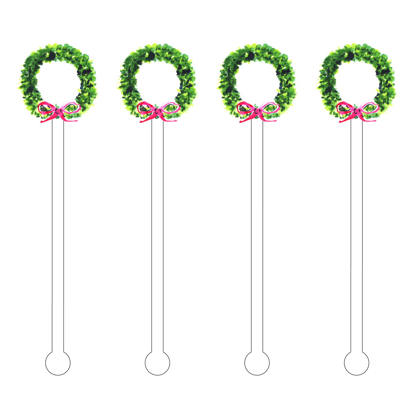 Boxwood Wreath Acrylic Stir Sticks